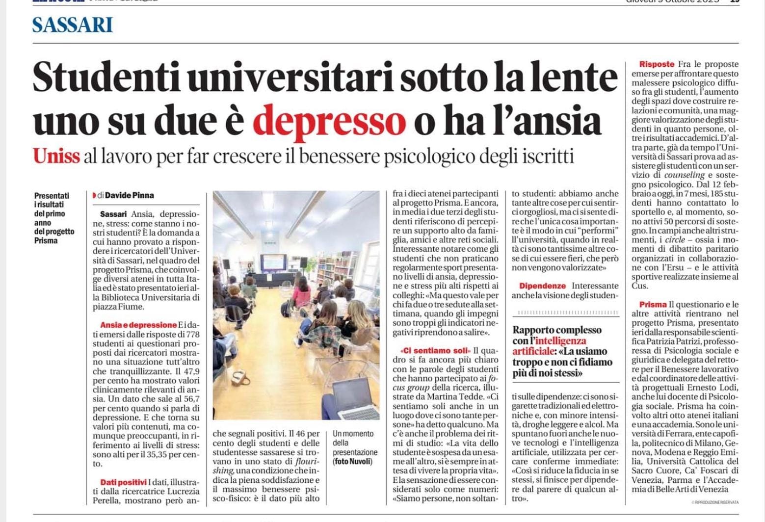 PRISMA: Promuovere Risorse Individuali e Sociali nel Mondo Accademico - Università per il Benessere