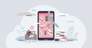 una biblioteca dentro un tablet