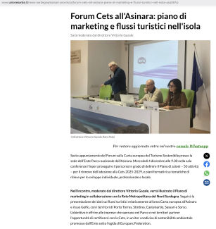 REDAZIONE DEL PIANO DI MARKETING E DI PROMOZIONE DELL’ISOLA DELL’ASINARA E DELL’AREA DELLA RETE METROPOLITANA